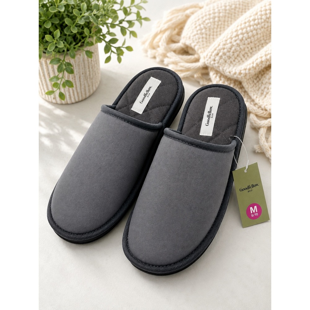 Goodfellow & Co Men's Gray Memory Foam Scuff Slippers Size M 9/10 NWT